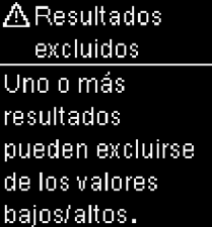 Menjase de error resultados excluidos altos/bajos Accu-Chek Guide